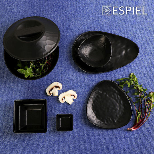 Espiel Wavy Matte Πιατέλα Σερβιρίσματος Μελαμίνης Μαύρη 36x23εκ.