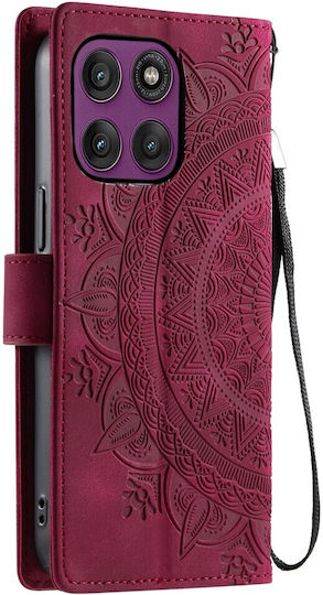 Mandala Flower Brieftasche Burgundisch (Motorola Edge 60 Pro)