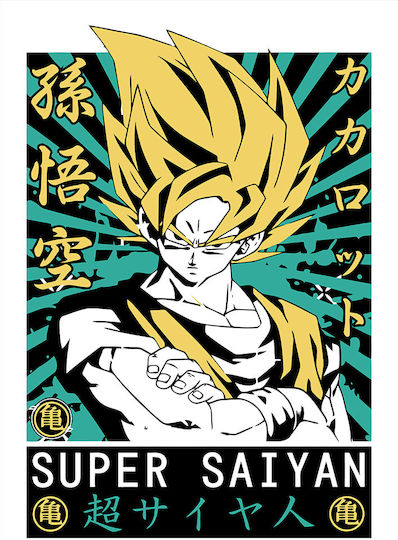 Autocolant De Perete Super Saiyan Goku Dragon Ball Stick2437 130cm