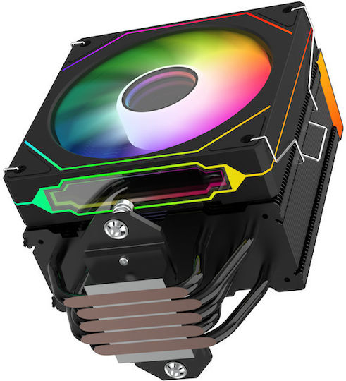 Cpu Cooler Progaming Thermoguard Dtx 5 Heatpipes Real-time Cpu Temperature Display 120mm Argb Pwm Fan 360w Black