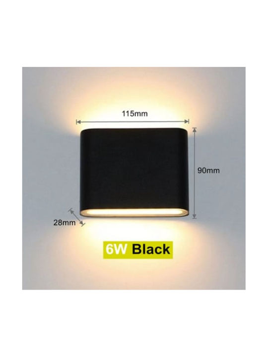 Lumină de exterior montată pe perete LED IP65 6W cu Alb Rece Lumină 11.5x9x3εκ.