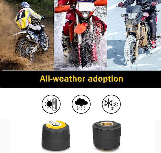 Techstar Tpms Sensor Set Bluetooth Motorcycles Tire Pressure Monitoring Compatible Android Ios