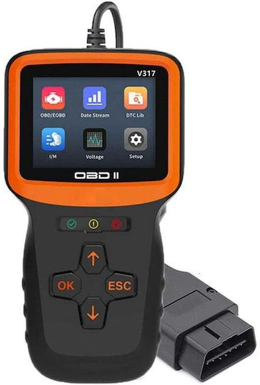 Techstar V317 Auto Scan Diagnostic Tool 2.8 Inch Display Engine Error Code Reading Clearing Can Diagnosis Compatible Obd Ii Eobd Black Orange