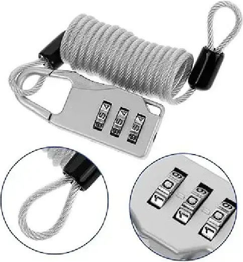 Bicycle Cable Lock with Combination Silver