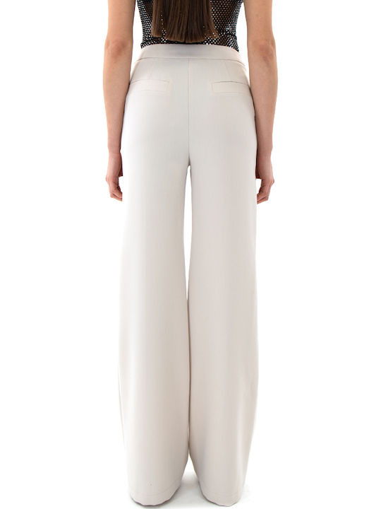 Women's Fabric Trousers Straight Line Ecru