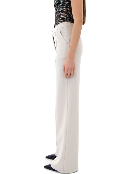 Women's Fabric Trousers Straight Line Ecru