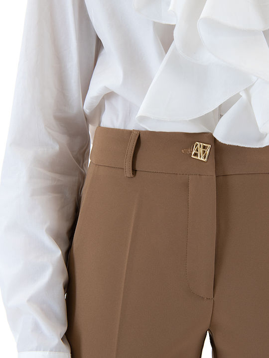 Women's Fabric Trousers Slim Fit Camel