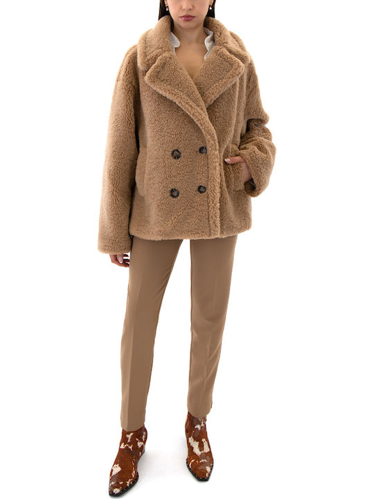 Women's Fabric Trousers Slim Fit Camel