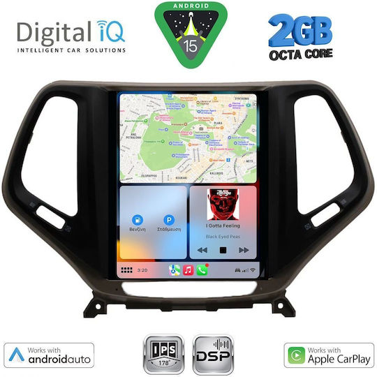 Digital IQ Ηχοσύστημα Αυτοκινήτου για Jeep Cherokee 2014 με Clima (Bluetooth/USB/AUX/WiFi/GPS/Apple-Carplay/Android-Auto) με Οθόνη Αφής 9.7"