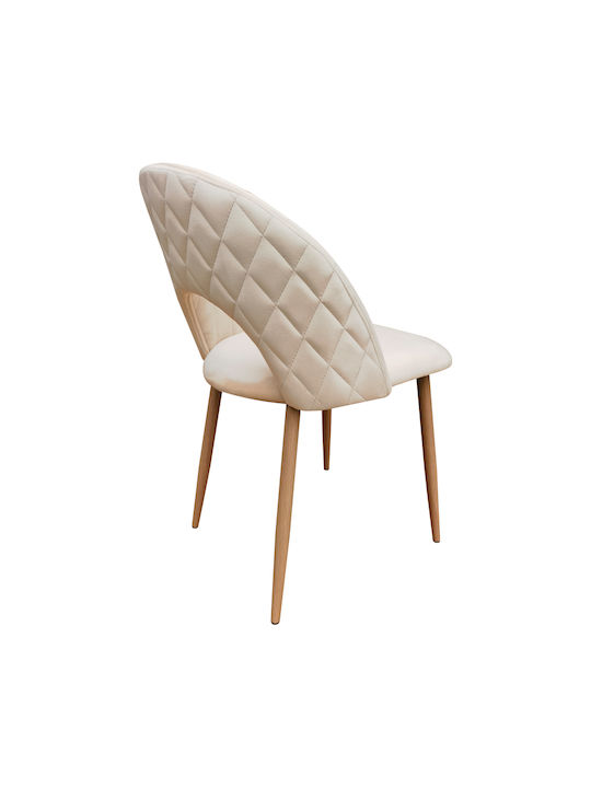 Lovingo Dining Room Velvet Chair Beige 50x47x85.5cm