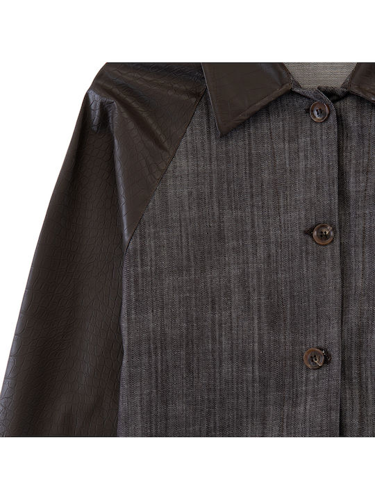 Twenty 29 Denim Jacket made of Leatherette Grey-Brown