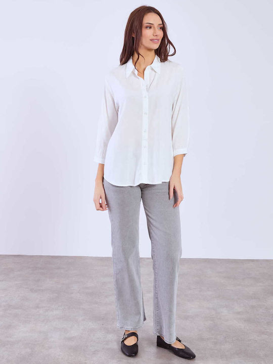 Celestino Women's Shirt Three Quarter Sleeve White