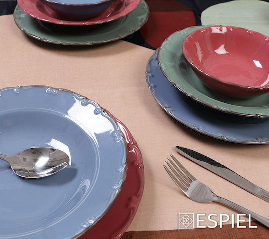 Espiel Liana Plate Soup made of Porcelain Light Blue 23cm 6pcs