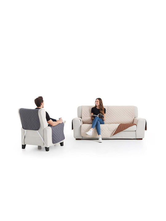 Sofazip Ελαστικό Κάλυμμα Τριθέσιου Καναπέ Dark Grey - Light Grey 160εκ.