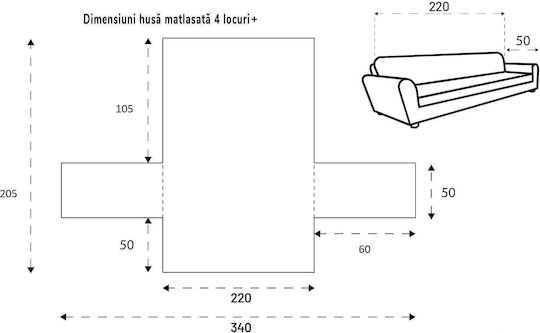 Sofazip Elastische Abdeckung für Dreisitziges Sofa Cappuccino - Ivory 160εκ. 1Stück SZMATCAIV