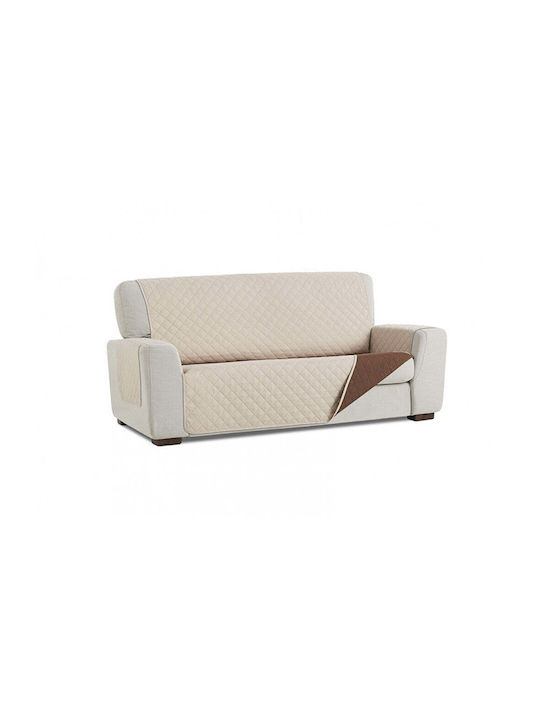 Sofazip Ελαστικό Κάλυμμα Διθέσιου Καναπέ Brown - Beige 110εκ.