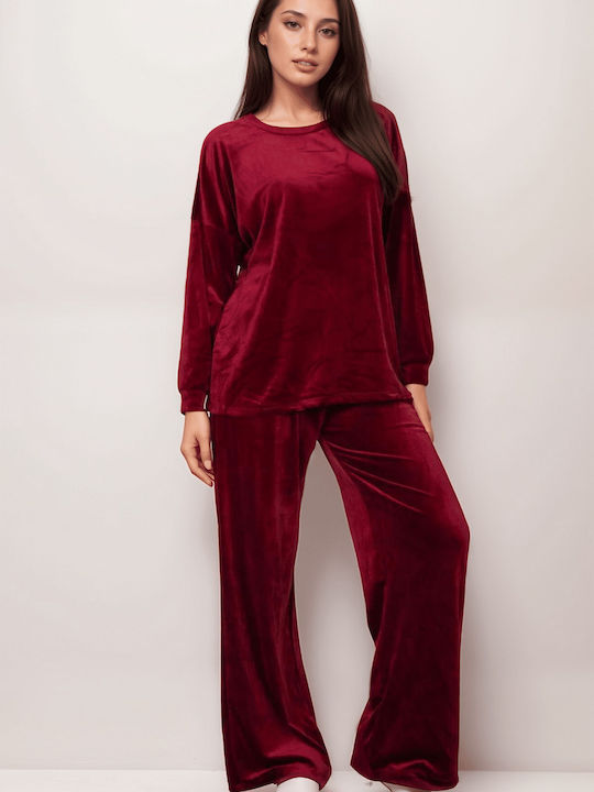 Damen Bordeaux Set mit Hose
