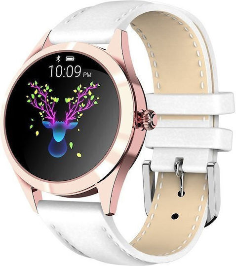 G.Rossi SG011C Edelstahl 38mm Smartwatch mit Herzfrequenzmesser Rose Gold Weiß