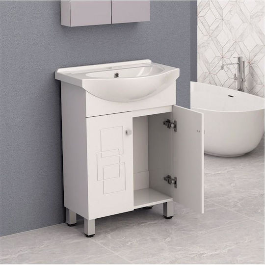 Inter Ceramic Πάγκος με Νιπτήρα Μ60xΒ43xΥ85cm Λευκός