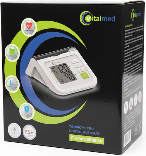 Vitalmed Confort Bp880a Tensiometru Digital Automat Memorie Pentru 2 Utilizatori 120 Rezultate Detectare Aritmie Manșetă 22 42 Cm