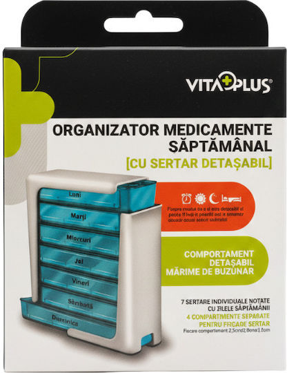 Vitaplus Weekly Medicine Organizer 7 Detachable Drawers Compact Portable Design