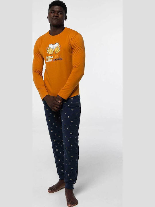 Dark Elephant Men's Winter Pajama Blouse Mostaza