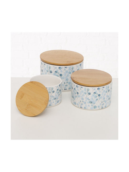 MSA Set of 3pcs Jars General Use with Lid Ceramic White
