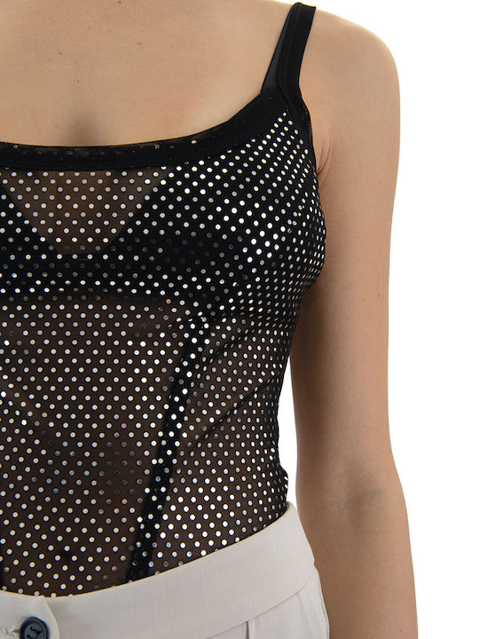 Black N Black See Through Strass Bodysuit Women Silver Black W26b4201-one-color
