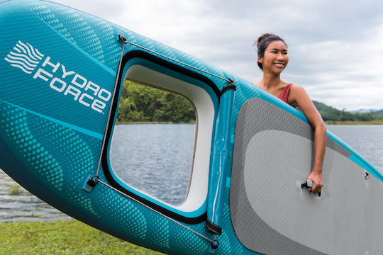 Bestway Hydro Force Aqua Drifter View Set Φουσκωτή Σανίδα SUP με Μήκος 3.35m Τιρκουάζ