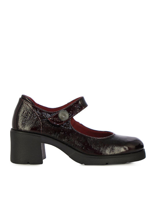 Leder Pumps mit mittelhohem Absatz Burgundisch