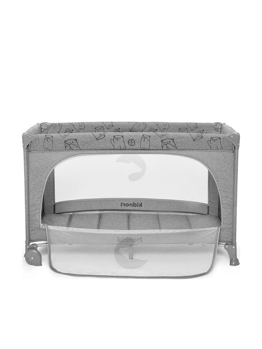 Kidnort Loc de joacă cu Saltea Gri 68x128cm