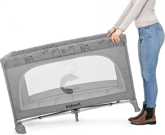 Kidnort Loc de joacă cu Saltea Gri 68x128cm