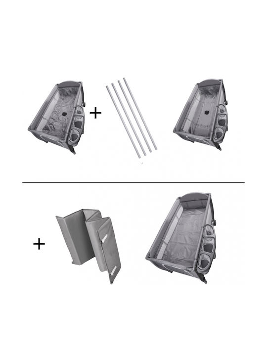 ikonka Loc De Joacă Cu 2 Nivele Cu Masă De Schimbat Scutece Și Saltea Gri 120x60cm
