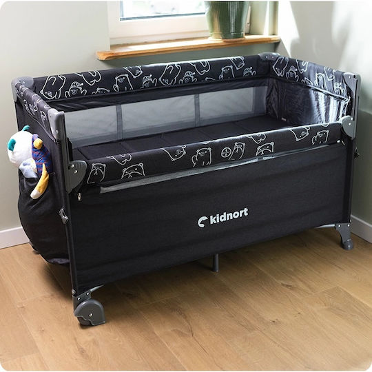 Kidnort Loc de joacă cu Schimbător & Saltea Gri 68x128cm