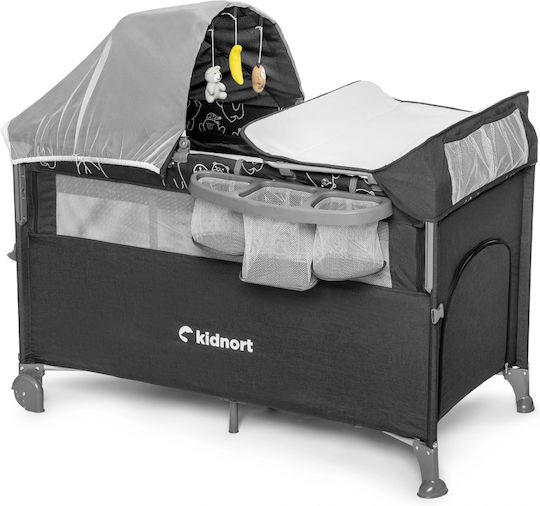 Kidnort Loc de joacă cu Schimbător & Saltea Gri 68x128cm