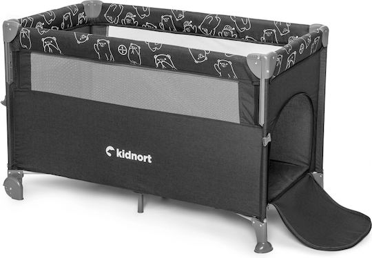 Kidnort Loc de joacă cu Schimbător & Saltea Gri 68x128cm