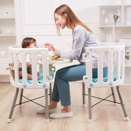 Little Mom Leagăn-Parc cu Saltea și Roți Albastru