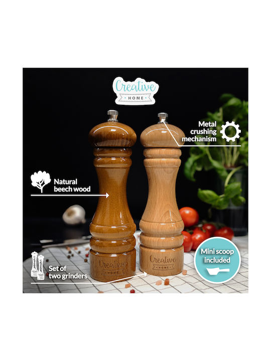 Creative Manual Set Spice Mills made of Wood in Beige Color 18cm 2pcs