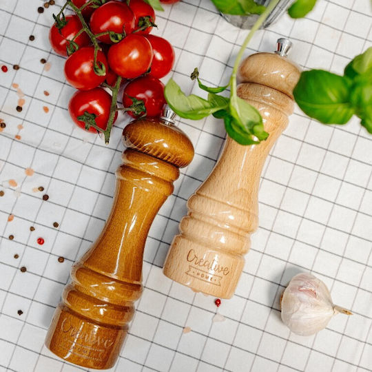 Creative Manual Set Spice Mills made of Wood in Beige Color 18cm 2pcs