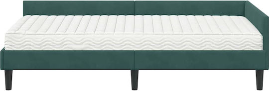 vidaXL Einzelbett Mit Samt Grüner Samt Mit Lattenrost & Matratze 80x200cm