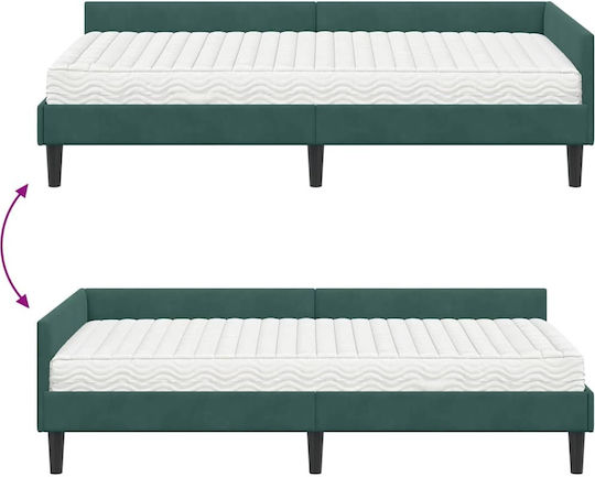 vidaXL Einzelbett Mit Samt Grüner Samt Mit Lattenrost & Matratze 80x200cm