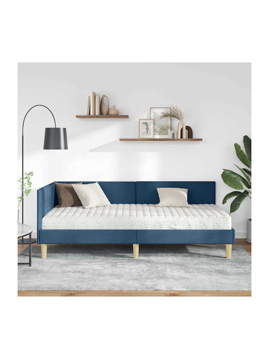 Bett Einzelbett Mit Stoff bezogen Blue mit Latten & Matratze 94x200cm