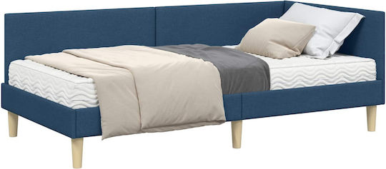 Bett Einzelbett Mit Stoff bezogen Blue mit Latten & Matratze 94x200cm