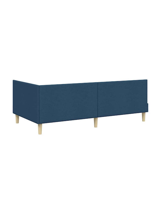 Bett Einzelbett Mit Stoff bezogen Blue mit Latten & Matratze 94x200cm