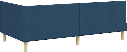 Bett Einzelbett Mit Stoff bezogen Blue mit Latten & Matratze 94x200cm