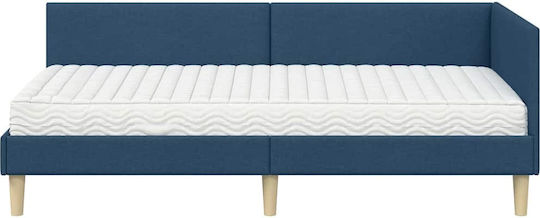 Bett Einzelbett Mit Stoff bezogen Blue mit Latten & Matratze 94x200cm