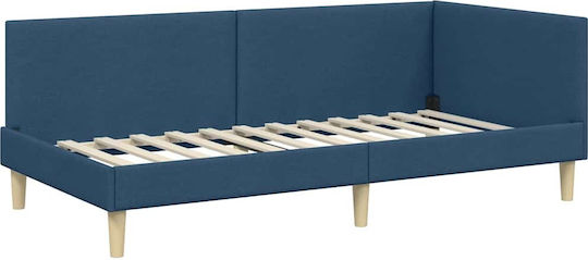 Bett Einzelbett Mit Stoff bezogen Blue mit Latten & Matratze 100x200cm