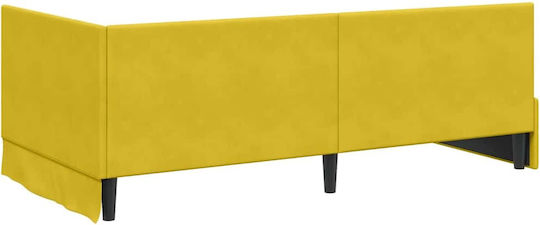 Einzelbett Mit Samt Gelb Mit Lattenrost & Matratze 100x200cm