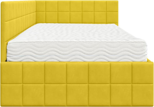 Einzelbett Mit Samt Gelb Mit Lattenrost & Matratze 100x200cm