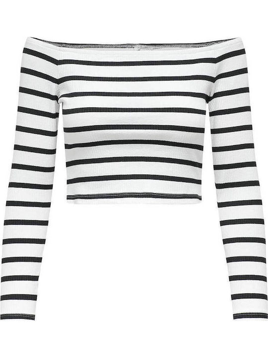 Life Women's Blouse Off-Shoulder Striped White